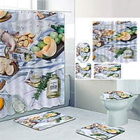 Yellow Wine Cantaloupe Digital Printing Four-piece Set Shower Curtains and Hooks Modern Polyester Machine Made Waterproof Bathroom miniinthebox