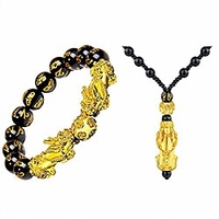 yfstyle fengshui black obsidian wealth bracelet necklace set men women good luck pixiu bracelet 12mm beaded double piuxiu buddha bracelet adjustable set jewelry gifts -bracelet necklace