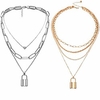 yfstyle layered lock necklace punk hip hop choker necklace lock heart pendant adjustable multilayer silver plated / gold plated chain necklace for women girls-2pcs