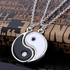 yin yang friend or couple necklace matching yin yang adjustable cord bracelet,  yin yang couple pendant necklace chain for friendship boyfriend girlfriend (silver)