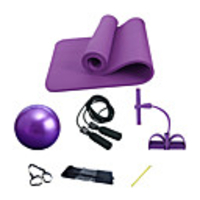 Yoga Mat Set 7 pcs Yoga Mat Jump Rope Pedal Resistance Band Sports Sponge Rubber NBR Home Workout Gym Pilates Odor Free Eco-friendly Professional High Density Non Toxic Thick Strength Training