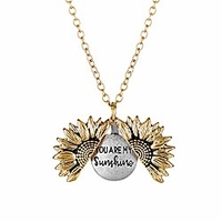 you are my sunshine engraved necklace sunflower locket necklace (gold)