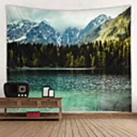 Yunmai Mountain Peak Lake Digital Printed Tapestry Decor Wall Art Tablecloths Bedspread Picnic Blanket Beach Throw Tapestries Colorful Bedroom Hall Dorm Living Room Hanging