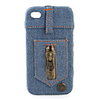 Zipper Hard Case Protector Back Cover Shell Jean Design For IPhone4