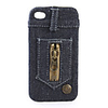 Zipper Hard Case Protector Back Cover Shell Jean Design For IPhone4