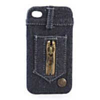 Zipper Hard Case Protector Back Cover Shell Jean Design For IPhone4