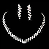 Zircon Bridal Necklace And Earrings Sets (Silver)