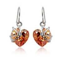 Zircon Peach Heart Earrings