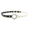 Zircon-Studded Thin Leather Bracelet
