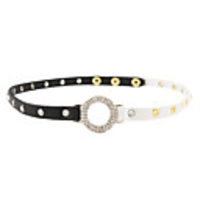 Zircon-Studded Thin Leather Bracelet