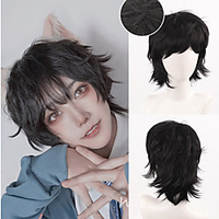 Zwarte Mannen Pruik Korte Rechte Pony 12 Synthetische Pruiken Voor Man Boy Cosplay Anime Dagelijks Party Pruik hittebestendige miniinthebox