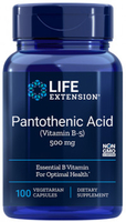 Life Extension Pantothenic Acid,  Vitamin B-5 (500 mg,  100 Vegetarian Capsules)