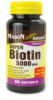 Mason Natural Super Biotin (5000 mcg,  60 Softgels)