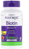 Natrol Biotin Fast Dissolve (Beauty,  Maximum Strength,  Strawberry Flavour,  10, 000 mcg,  60 Tablets)