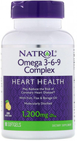 Natrol Omega 3-6-9 Complex (Heart Health,  Lemon Natural Flavour,  1200 mg,  60 Softgels)