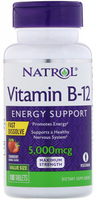 Natrol Vitamin B-12 Fast Dissolve (Energy Support,  Strawberry Flavour,  5000 mcg,  100 Tablets)