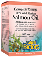 Natural Factor Complete Omega Salmon Oil (Wild Alaskan,  90 Enteripure Softgels)