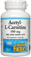 Natural Factors Acetyl-L-Carnitine (500 mg,  60 Vegetarian Capsules)