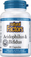 Natural Factors Acidophilus & Bifidus (5 Billion Active Cells,  90 Capsules)