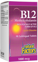 Natural Factors B12 Methylcobalamin (1000 mcg,  90 Sublingual Tablets)