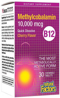 Natural Factors B12 Methylcobalamin (10, 000 mcg,  30 Sublingual Tablets)
