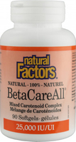 Natural Factors BetaCareAll Mixed Cartenoid Complex (25, 000 IU,  90 Softgels)