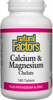 Natural Factors Calcium & Magnesium Chelate (Plus Potassium and Zinc,  90 Tablets)