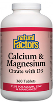 Natural Factors Calcium & Magnesium Citrate with D3 (D3,  360 Tablets)