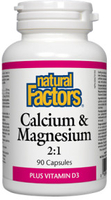 Natural Factors Calcium & Magnesium Plus Vitamin D3 (90 Capsules)
