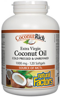 Natural Factors CoconutRich (Extra Virgin Coconut Oil,  1000 mg,  120 Softgels)
