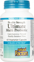 Natural Factors Double Strength Ultimate Multi Probiotic (24 Billion Active Cells,  60 Vegetarian Capsules)
