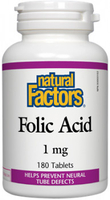 Natural Factors Folic Acid (1 mg,  180 Tablets)