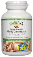 Natural Factors GarlicRich Super Strength Garlic Concentrate (500 mg,  180 Enteric Coated Softgels)