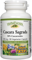 Natural Factors Herbal Factors Cascara Sagrada (50% Cascarosides,  250 mg,  90 Vegetarian Capsules)