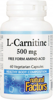 Natural Factors L-Carnitine (500 mg,  60 Vegetarian Softgels)
