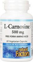 Natural Factors L-Carnosine (500 mg,  60 Vegetarian Capsules)