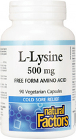 Natural Factors L-Lysine (500 mg,  90 Vegetarian Capsules)