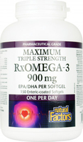 Natural Factors Maximum Triple Strength RxOmega-3 (900 mg,  150 Enteric Coated Softgels,  One-A-Day)