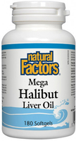 Natural Factors Mega Halibut Liver Oil (180 Softgels)