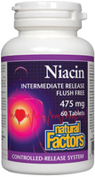 Natural Factors Niacin Intermediate Release (475 mg,  60 Tablets)