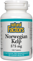 Natural Factors Norwegian Kelp (575 mg,  180 Vegetarian Tablets)