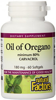 Natural Factors Oil of Oregano Organic (180 mg,  60 Softgels)