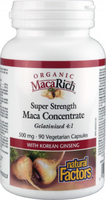 Natural Factors Organic Maca Rich Super Strength Maca Concentrate (500 mg,  90 Vegetarian Capsules)