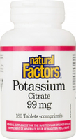 Natural Factors Potassium Citrate (99 mg,  180 Tablets)