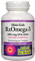 Natural Factors RxOmega-3 Mini-Gels (500 mg EPA/DHA,  120 Softgels)