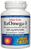 Natural Factors RxOmega-3 Mini-Gels (500 mg EPA/DHA,  60 Softgels)