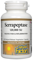Natural Factors Serrapeptase (120, 000 SU,  60 Vegetarian Capsules)