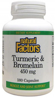 Natural Factors Turmeric and Bromelain (450 mg,  180 Capsules)