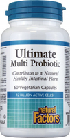 Natural Factors Ultimate Multi Probiotic (12 Billion Active Cells,  60 Vegetarian Capsules)