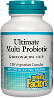 Natural Factors Ultimate Multi Probiotic Complex (12 Billion Active Cells,  120 Vegetarian Capsules)
